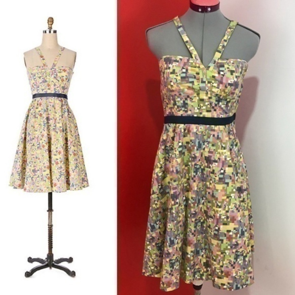 Vintage Anthropologie Viola Pixilated Parade Dress SZ 2